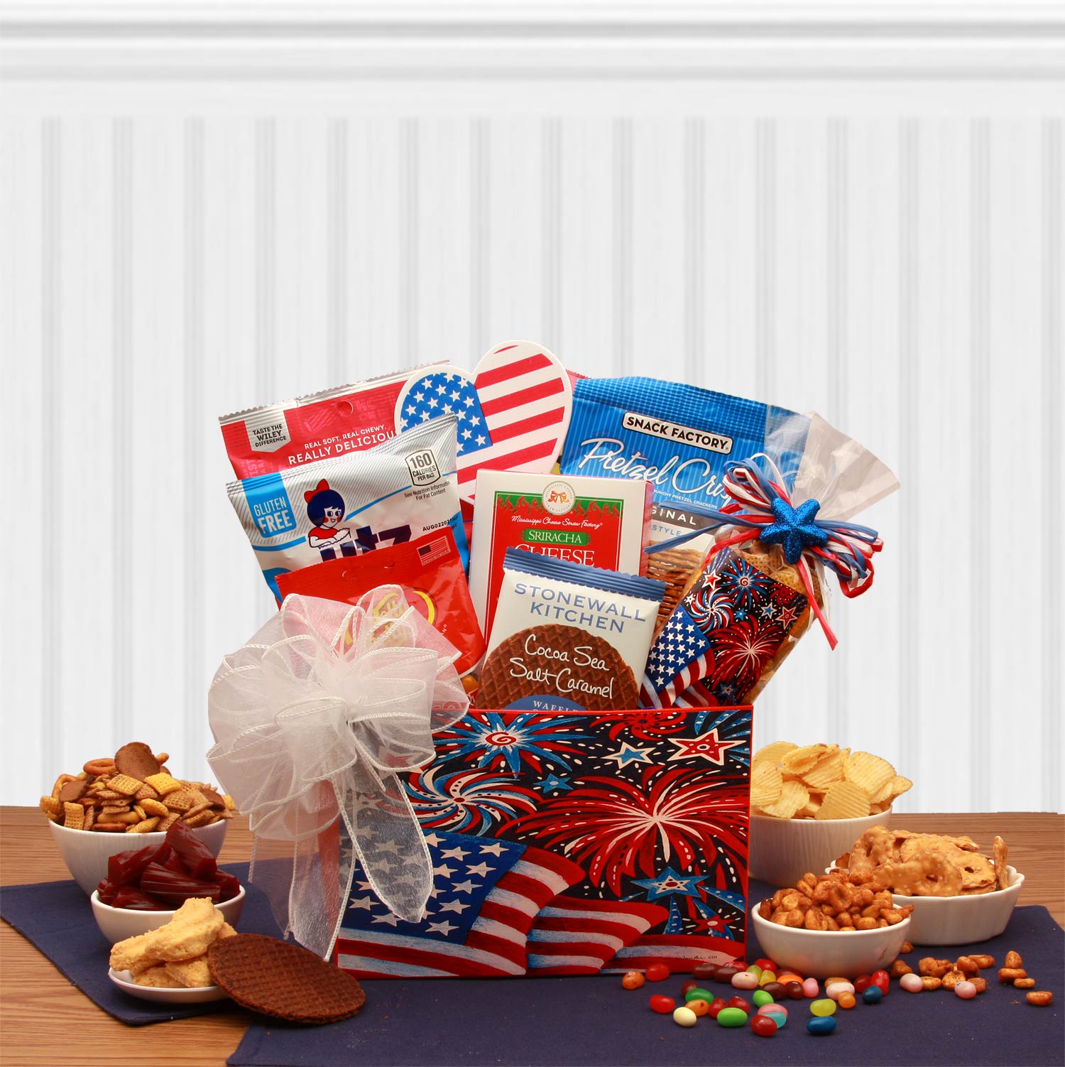  GBDS Stars & Stripes Forever Patriotic Gift Box - July 4th gift basket - patriotic gift basket - Multi - Bonton