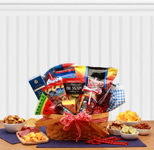 Celebrate America Picnic Gift Basket - July 4th gift basket - patriotic gift basket