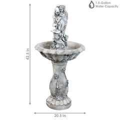 Polyresin Fairy Flower Solar Powered Water Fountain Feature with Battery Backup - 42"