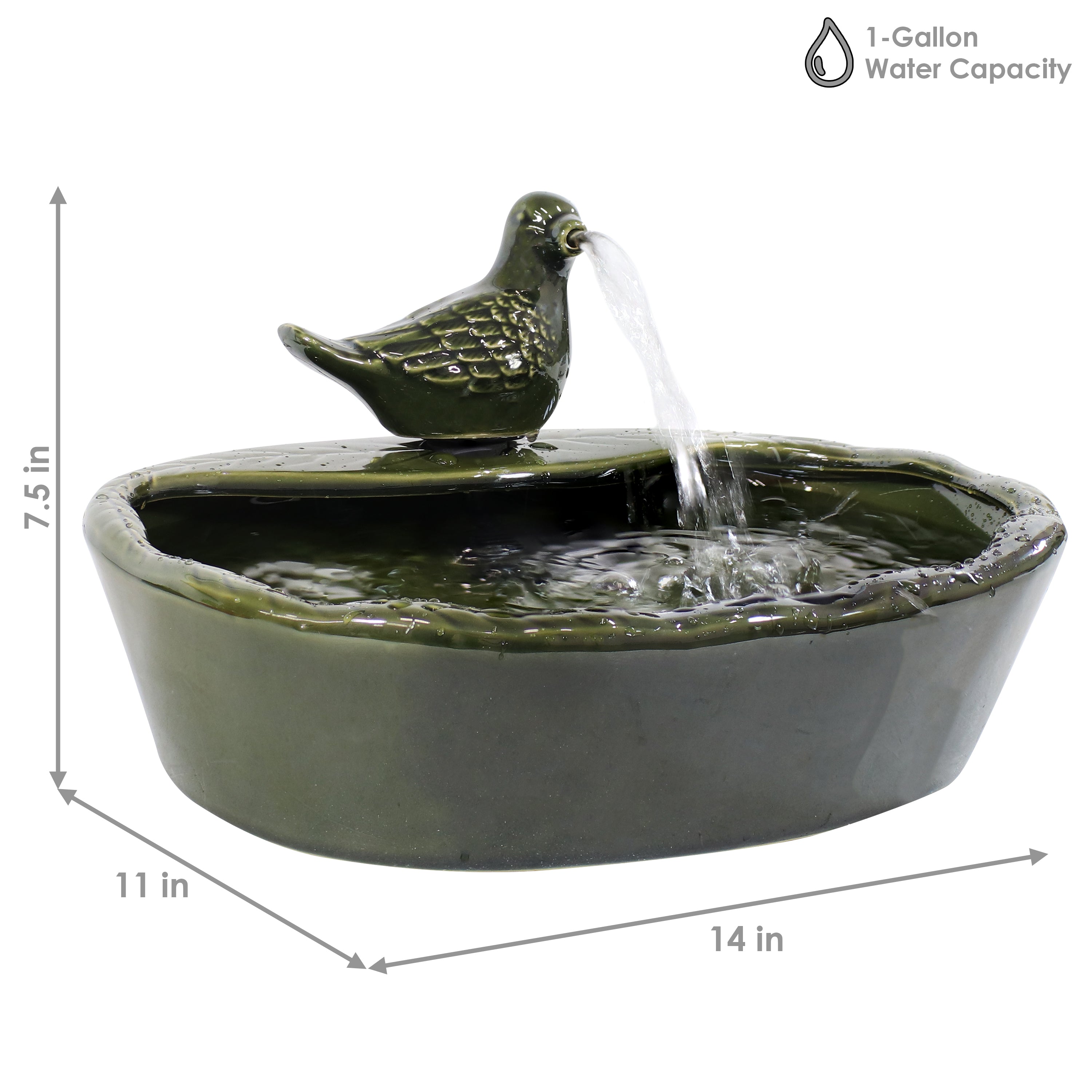  Sunnydaze Decor Solar Powered Glazed Ceramic Dove Water Fountain with Submersible Pump and Filter - 7