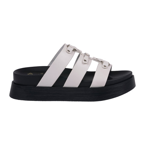 Women's Stevie White Strappy Slide Platform Sandals