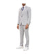  Mens Three Piece Windowpane Peak Lapel Suit With Matching Double Breasted Vest Light Grey - Light Grey - Bonton