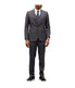  Mens Three Piece Windowpane Peak Lapel Suit With Matching Double Breasted Vest Charcoal Grey - Charcoal Grey - Bonton