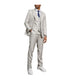  Mens Three Piece Solid Texture Notch Lapel Suit With Matching Vest 1 Light Grey - Light Grey - Bonton