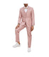  Mens Three Piece Pinstripe Peak Lapel Suit With Matching Vest Pink - Pink - Bonton