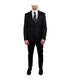  Mens Three Piece Solid Peak Lapel Suit With Matching Vest Black - Black - Bonton