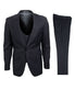  Mens Three Piece Solid Peak Lapel Suit With Matching Vest Dark Grey - Dark Grey - Bonton