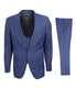  Mens Three Piece Solid Peak Lapel Suit With Matching Vest Navy Blue - Navy Blue - Bonton