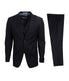  Mens Three Piece Solid Notch Lapel Suit With Matching Vest Black - Black - Bonton