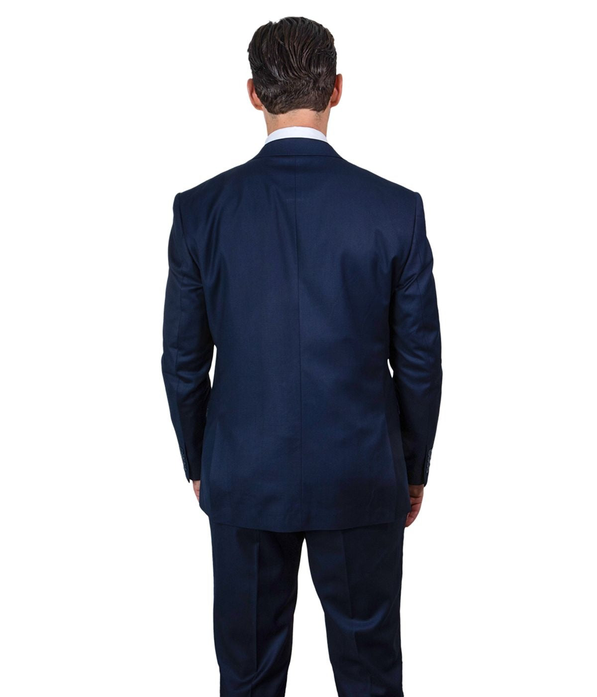  Mens Three Piece Solid Notch Lapel Suit With Matching Vest Navy Blue - Navy Blue - Bonton