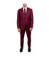  Mens Three Piece Solid Notch Lapel Suit With Matching Vest Burgundy - Burgundy - Bonton