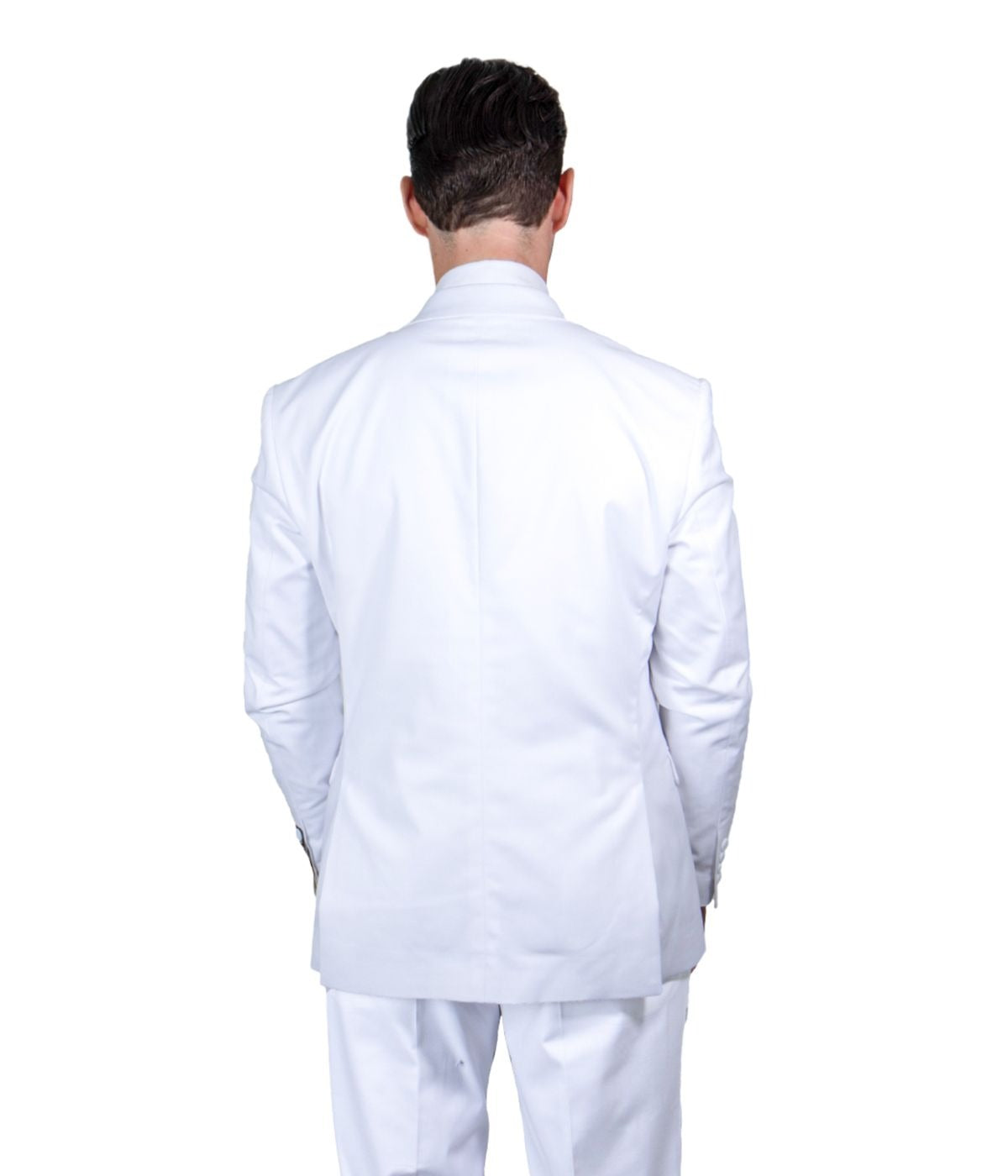  Mens Three Piece Solid Notch Lapel Suit With Matching Vest White - White - Bonton