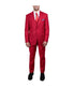  Mens Three Piece Solid Notch Lapel Suit With Matching Vest Red - Red - Bonton