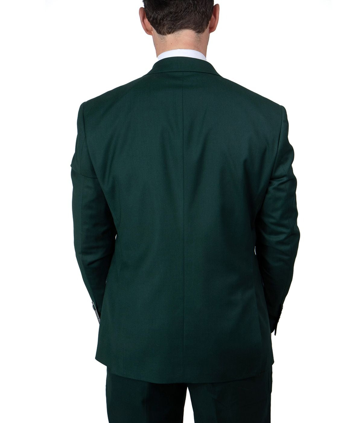  Mens Three Piece Solid Notch Lapel Suit With Matching Vest Green - Green - Bonton