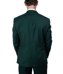 Mens Three Piece Solid Notch Lapel Suit With Matching Vest Green