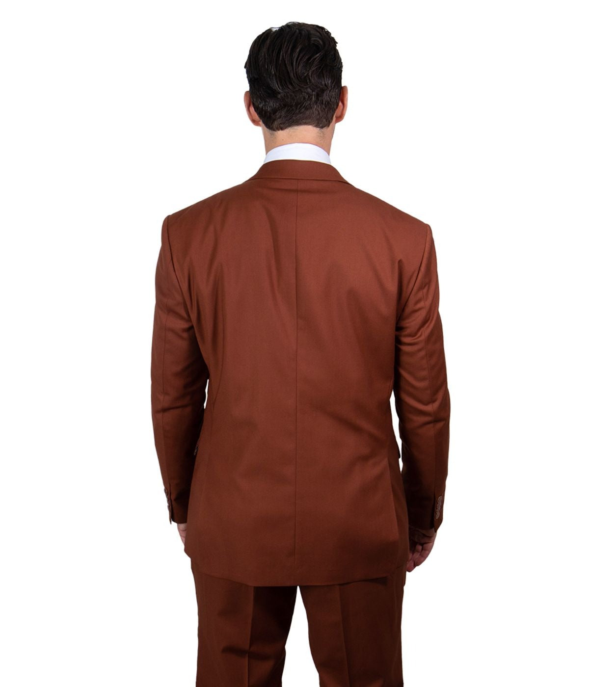  Mens Three Piece Solid Notch Lapel Suit With Matching Vest Light Brown - Light Brown - Bonton