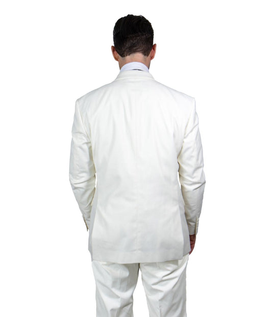 Mens Three Piece Solid Notch Lapel Suit With Matching Vest Ivory