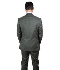 Mens Three Piece Sharkskin Notch Lapel Suit With Matching Vest Grey