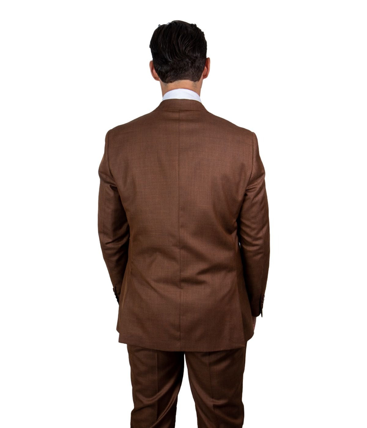  Mens Three Piece Sharkskin Notch Lapel Suit With Matching Vest Light Brown - Light Brown - Bonton