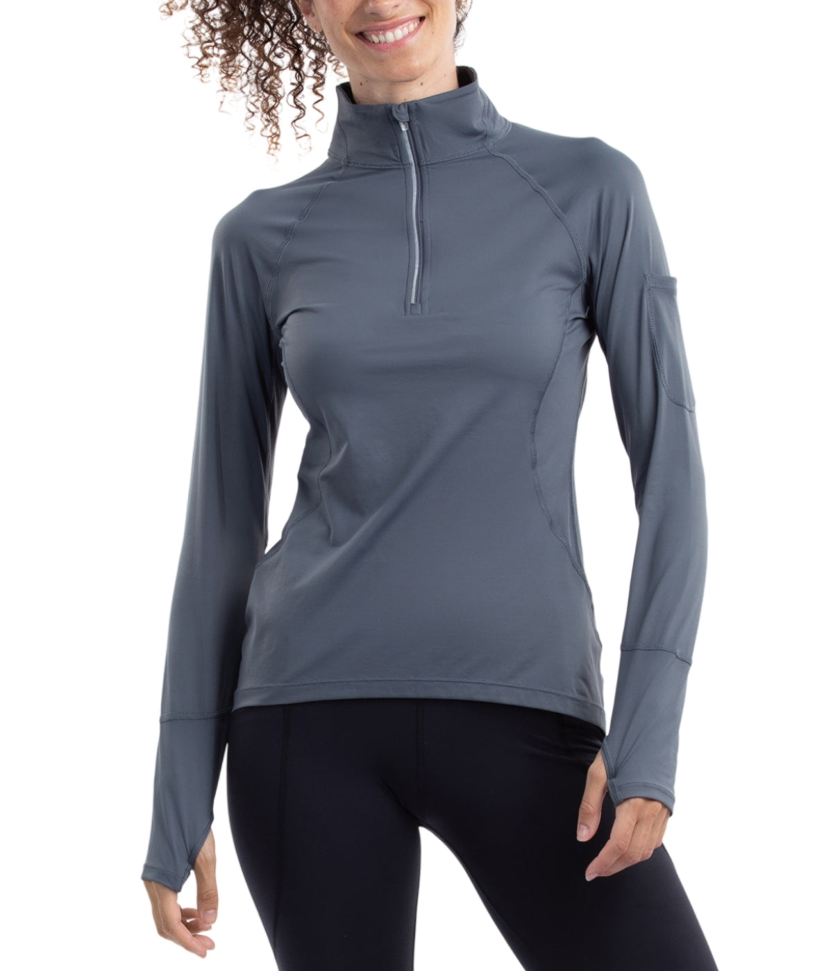  BloqUV BloqUV Women's UPF 50+ Sun Protection Mock Neck Quarter Zip Top - Smoke - Bonton