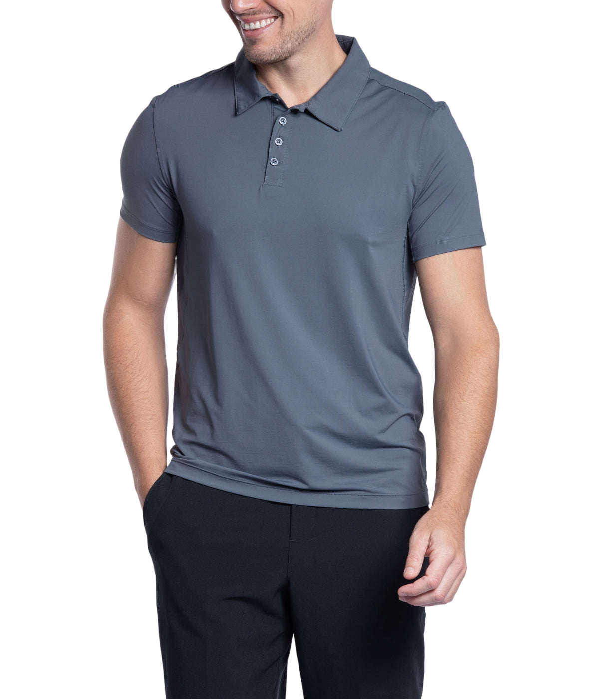  BloqUV BloqUV Men's UPF 50+ Sun Protection Short Sleeve Polo Shirt - Smoke - Bonton