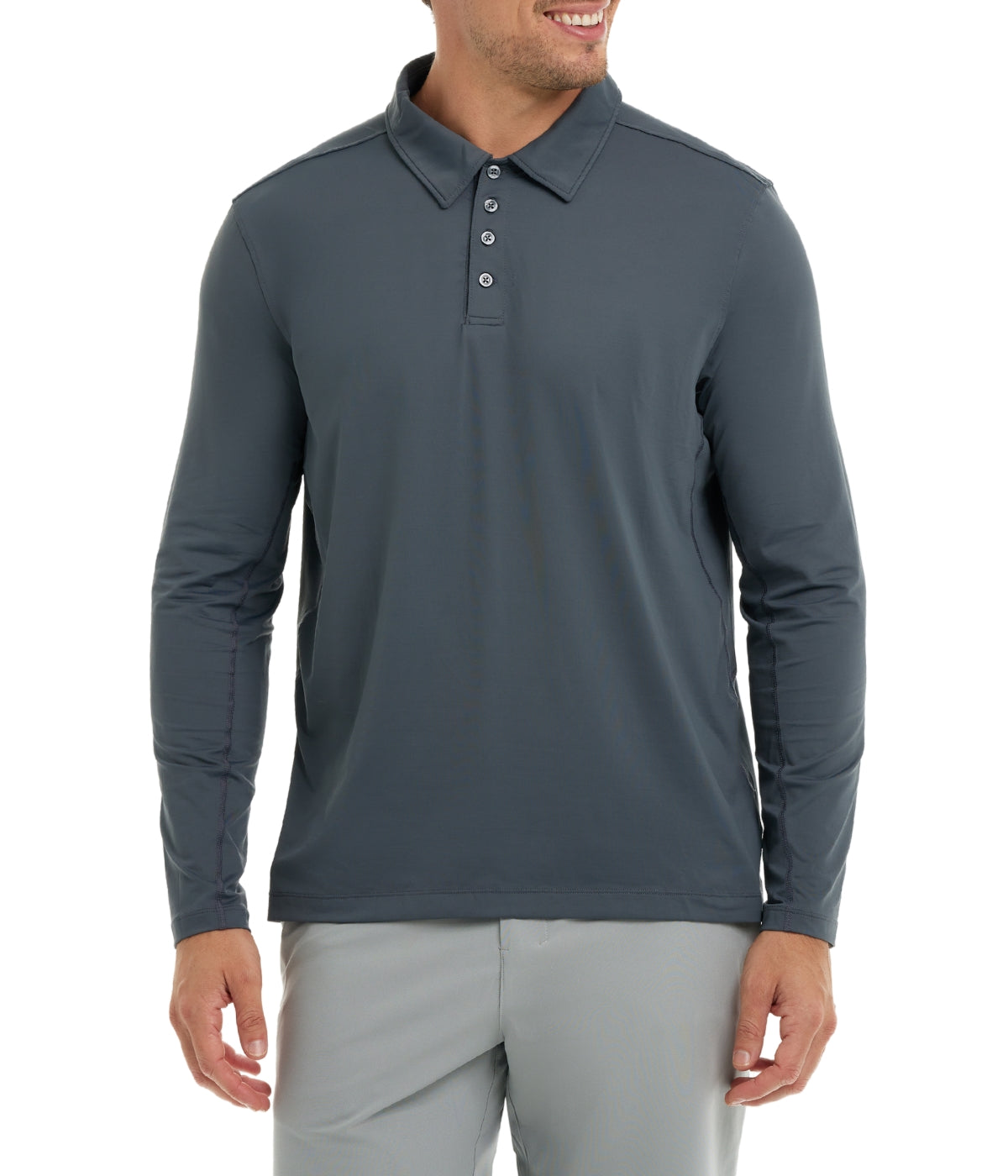  BloqUV BloqUV Men's UPF 50+ Sun Protection Collared Long Sleeve Polo - Smoke - Bonton