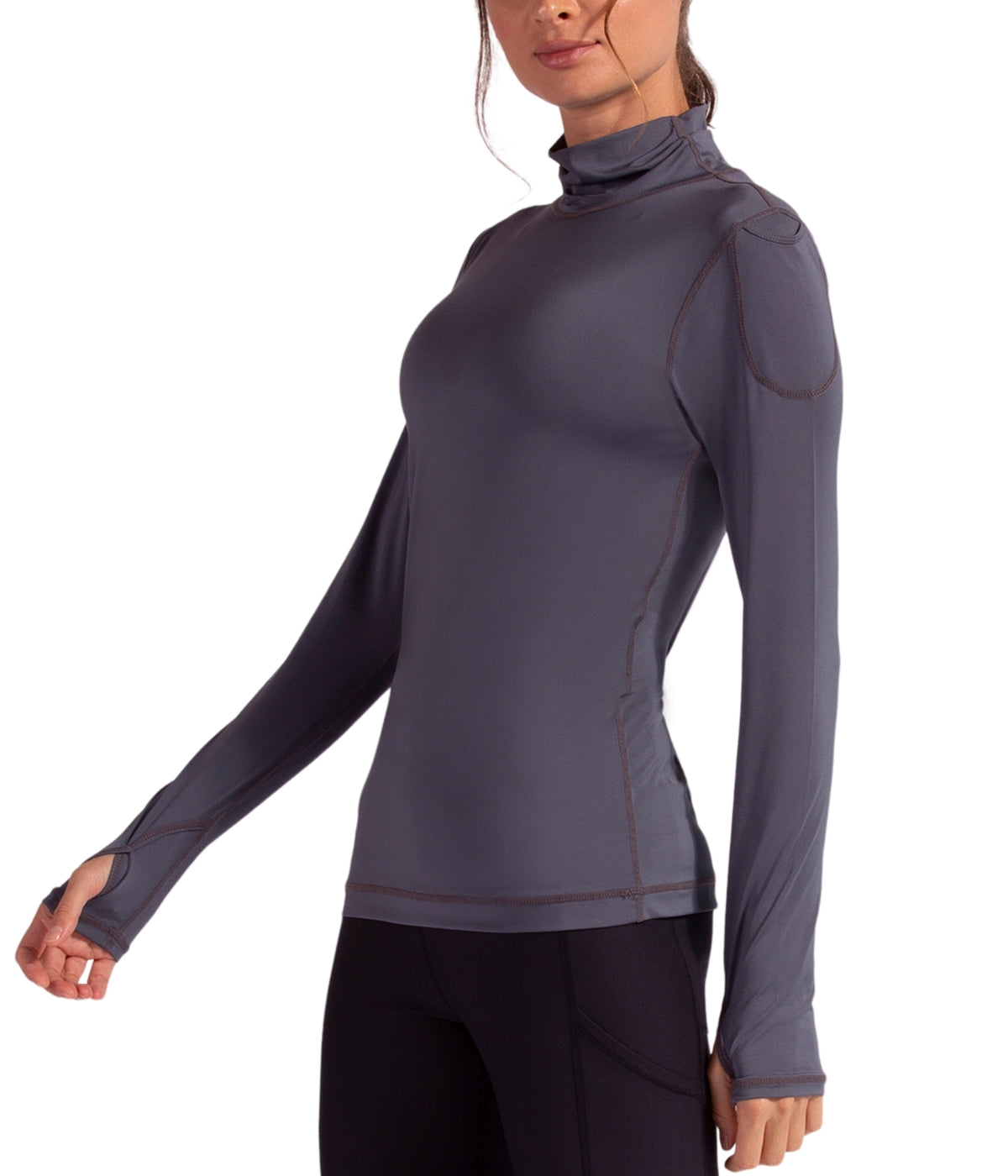  BloqUV BloqUV Women's UPF 50+ Sun Protection Turtleneck Top - Smoke - Bonton