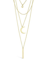 Multi Layer Necklace with Celestial Motif