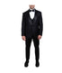  Mens Three Piece Satin Shawl Collar Tuxedo With Matching Vest Black - Black - Bonton