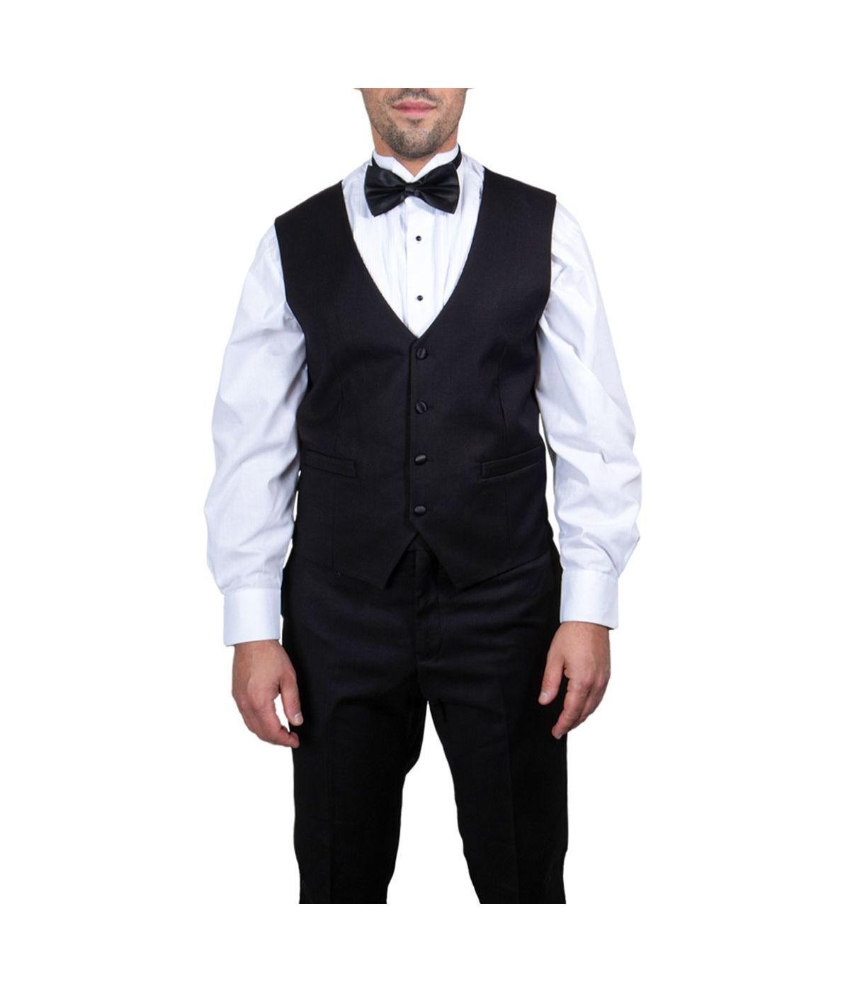  Mens Three Piece Satin Shawl Collar Tuxedo With Matching Vest Black - Black - Bonton