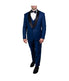  Mens Three Piece Satin Shawl Collar Tuxedo With Matching Vest Indigo - Indigo - Bonton