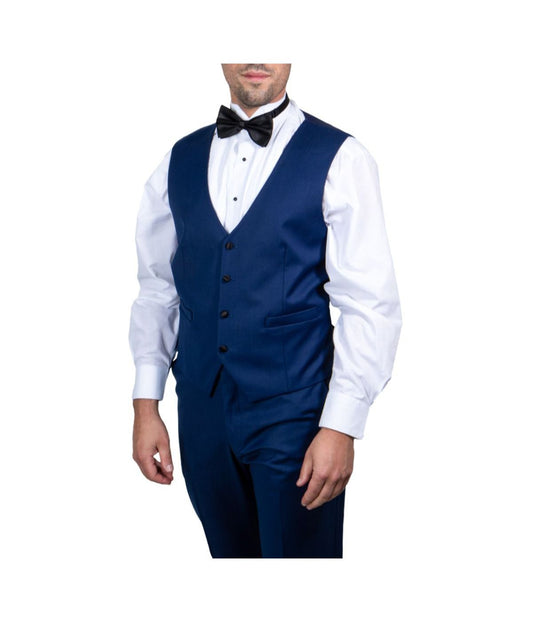 Mens Three Piece Satin Shawl Collar Tuxedo With Matching Vest Indigo