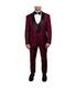  Mens Three Piece Satin Shawl Collar Tuxedo With Matching Vest Burgundy - Burgundy - Bonton