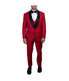  Mens Three Piece Satin Shawl Collar Tuxedo With Matching Vest Red - Red - Bonton