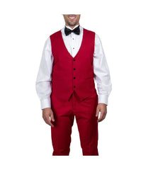 Mens Three Piece Satin Shawl Collar Tuxedo With Matching Vest Red