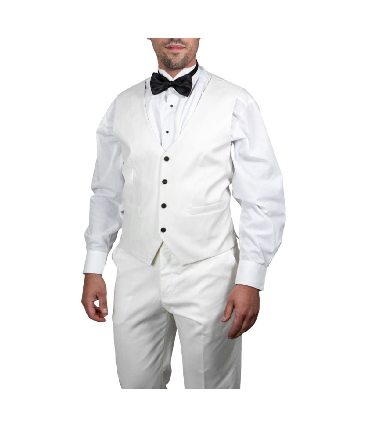  Mens Three Piece Satin Shawl Collar Tuxedo With Matching Vest Ivory - Ivory - Bonton