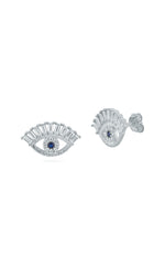 Baguette Evil Eye Stud Earrings