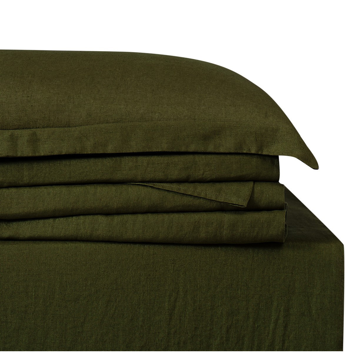  Brooklyn Loom Linen Sheet Set Moss Green - Moss Green - Bonton