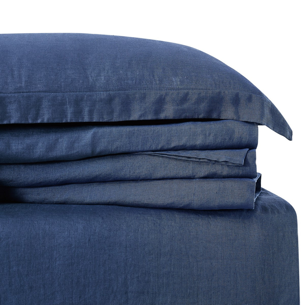  Brooklyn Loom Linen Sheet Set Navy - Navy - Bonton