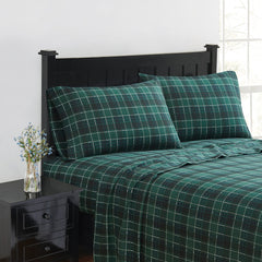 Plaid Flannel Sheet Set Green