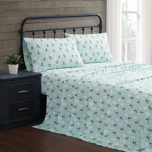 Holiday Flannel Snowman Wonderland Sheet Set