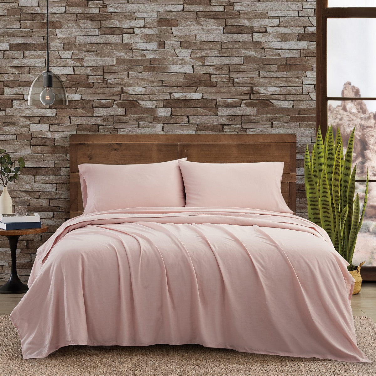  Frye Cotton Linen Blend Sheet Set - Blush - Bonton