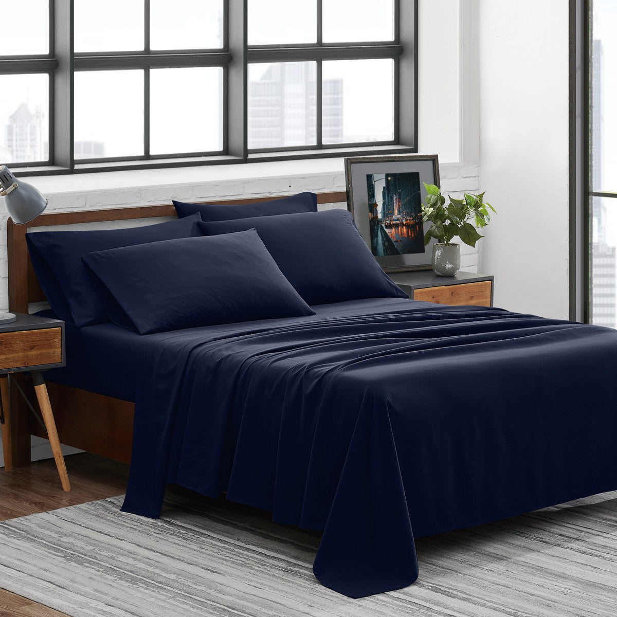  Solid Sheet Set Navy - Navy - Bonton