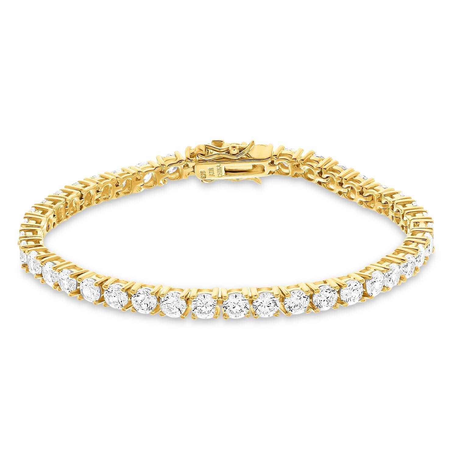  Meredith Leigh Designs Sterling Silver/Yellow Gold over Silver 4MM Rd CZ Tennis Bracelet 8