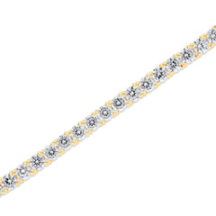 Sterling-Silver-Yellow-Gold-over-Silver-4MM-Rd-CZ-Tennis-Bracelet-7-inch-Clear stone-2