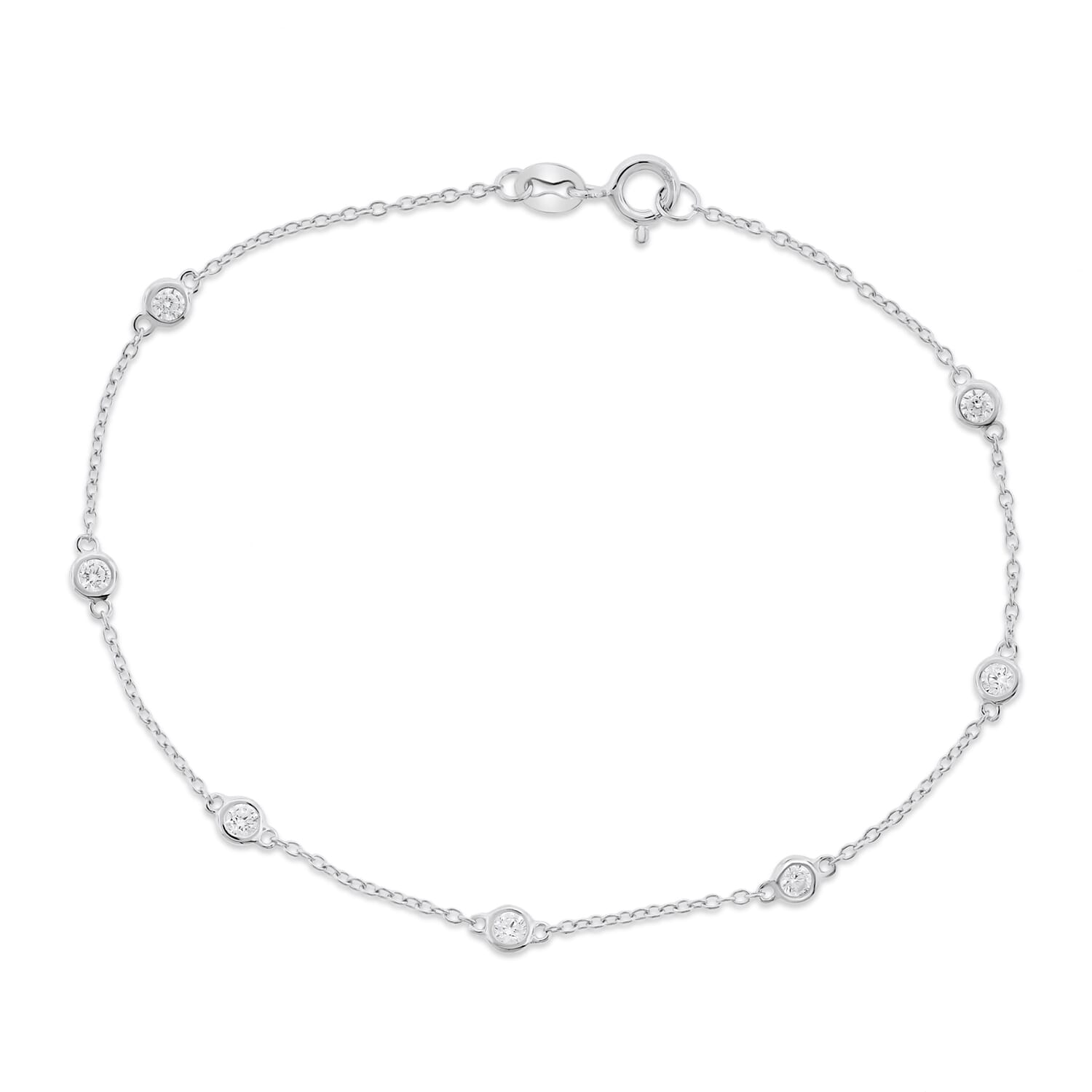  Meredith Leigh Designs Sterling Silver CZ By The Yard Station Bracelet 8