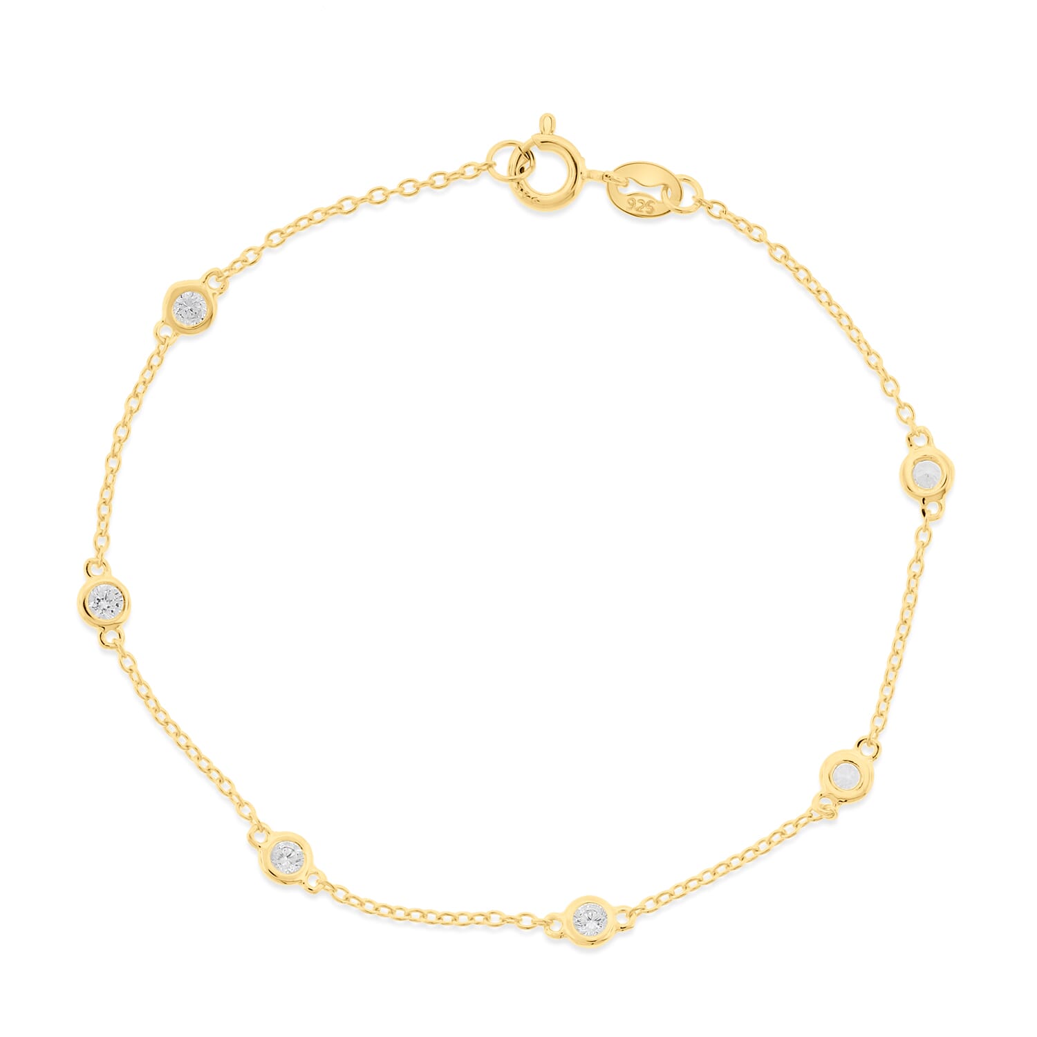  Meredith Leigh Designs Sterling Silver/Yellow Gold over Silver CZ By The Yard Station Bracelet 8