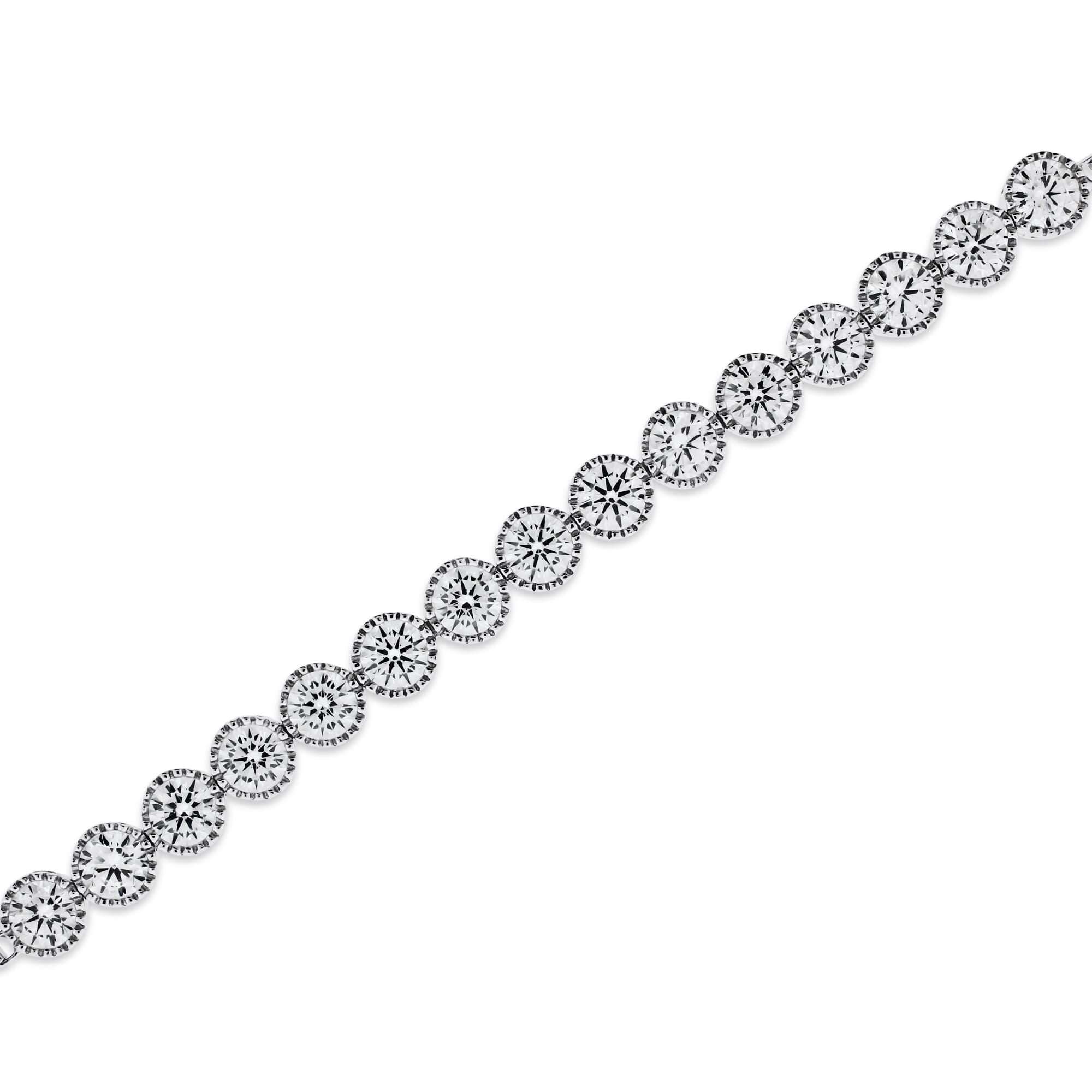  Meredith Leigh Designs Sterling Silver Milgrain Detail CZ Bolo Adjustable Bracelet - Clear stone - Bonton