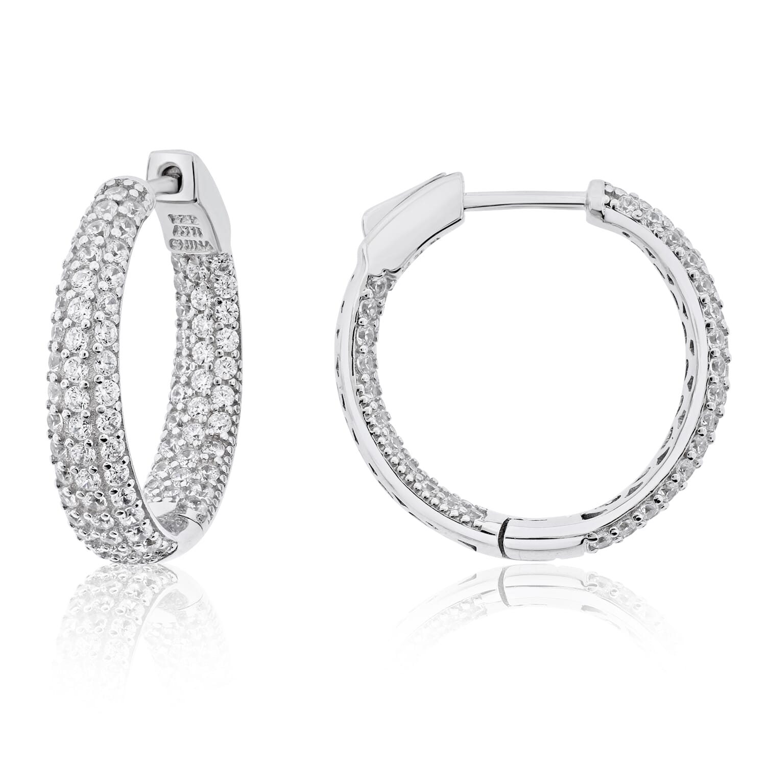  Meredith Leigh Designs Sterling Silver Pave CZ Inside Out Hoops - Clear stone - Bonton