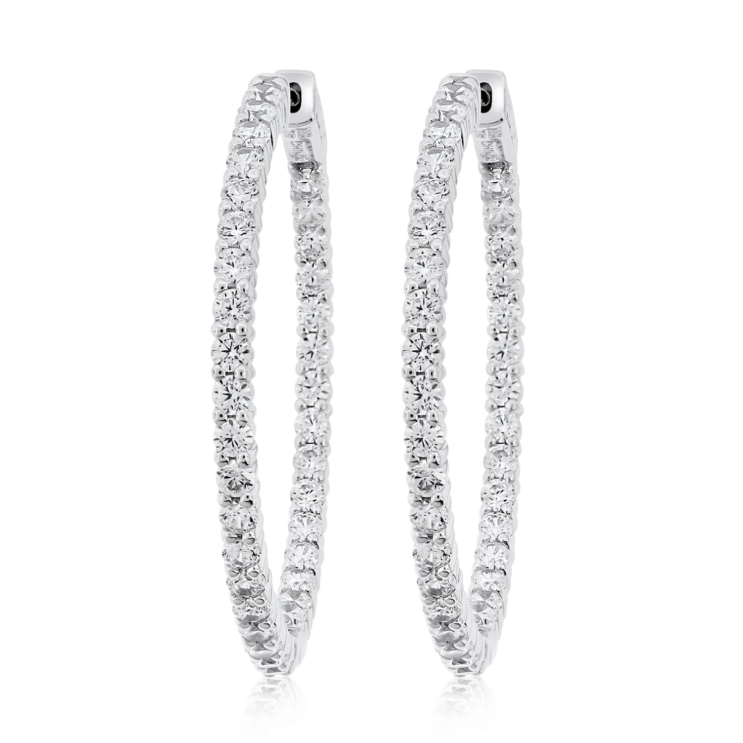  Meredith Leigh Designs Sterling Silver CZ Inside Out Hoops - Clear stone - Bonton